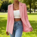 Women's Slim Fit Lapel Collar Long-Sleeve Blazer – Waist-Cinched