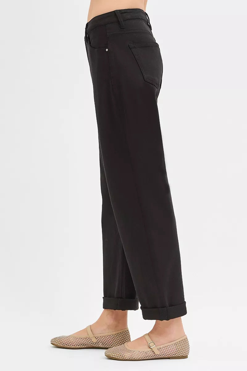 RISEN Tummy Control Mid Rise Ankle Barrel Relaxed Baggy