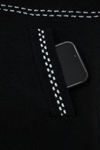 Black Contrast Trim Button up Sweater Cardigan