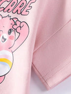 Children's Bear Graphic Short Sleeve Sweatshirt Dress