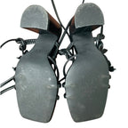 Sicare Womens 6 Black Butterfly Strappy 4" Block Heel Open Toe Ankle Wrap Shoes