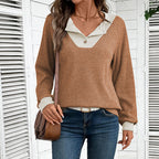 Women’s Color-Block V-Neck Pullover