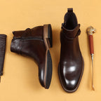 Men's Genuine Leather Square Toe Ankle Boots