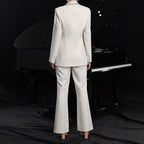 Women's Elegant Hollow-Out Long-Sleeve Suit Jacket & Pants Set