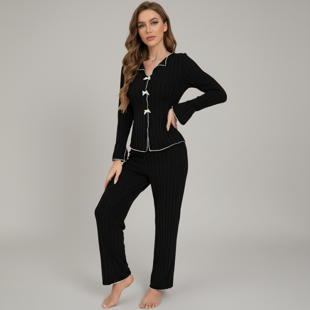 Ribbed Knit Pajama Set