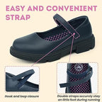 Jabasic Toddler Girls Size 8 Navy Blue Hook Loop Low Heel Mary Jane School Shoes