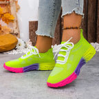 Breathable Mesh Lace-Up Casual Flats