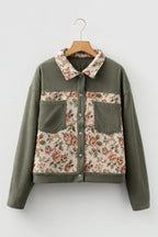 Clay Ribbed Retro Floral Patchwork Jacket