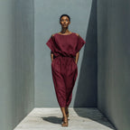 Women's Batwing Sleeve Off-Shoulder Elastic Waist Maxi Dress