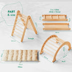 4in1 Montessori Climbing Set: Triangle Ladder + Climbing Arch + Slide Board & Cushion – Beige