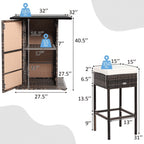 Alora 5-Piece Patio Rattan Bar Table Stool Set With Hidden Storage Shelf & Cushions (SAK14645)