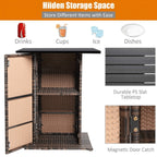 Alora 5-Piece Patio Rattan Bar Table Stool Set With Hidden Storage Shelf & Cushions (SAK14645)