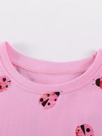 Children's Ladybug Print Ruffle Hem Top & Capri Leggings Set