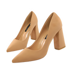 Summer Women 8.5cm High Heels Pumps Escarpins Elegant Sweet Lady Wedding Block Square Middle Heels Flock Suede Nightclub Shoes