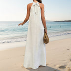Women's Ice Silk Crinkle Sleeveless Swing Maxi Dress