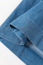 Beau Blue Mineral Wash Button Fly Waist Wide Leg Jeans