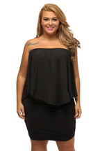 Plus size  Dressing Layered Fiery Red Mini Poncho Dress