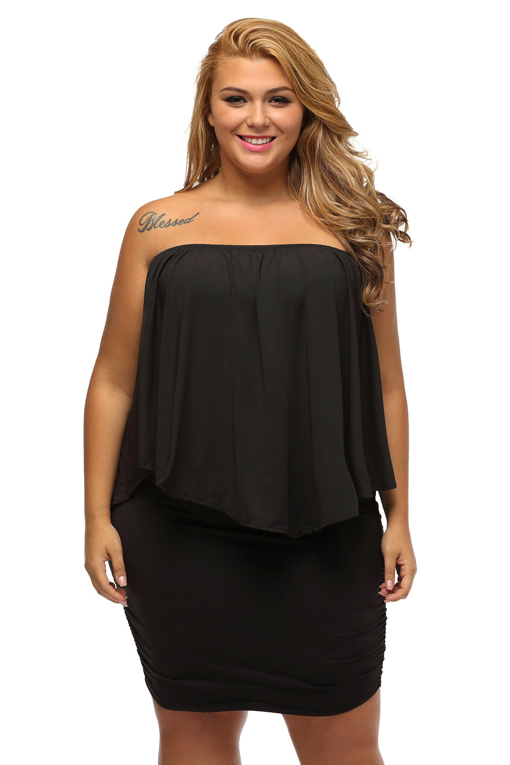 Plus size  Dressing Layered Fiery Red Mini Poncho Dress