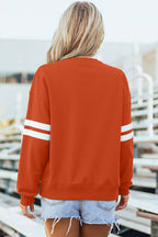 Coffee Varsity Striped Detail Drop Shoulder Oversized Sweatshirt