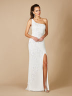Lara Fleur One Shoulder Floral Beaded Wedding Gown | 51081