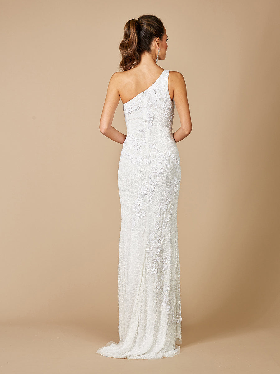 Lara Fleur One Shoulder Floral Beaded Wedding Gown | 51081