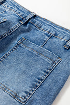 Dusk Blue High Waist Straight Leg Ankle Cropped Jeans