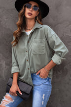 Pink Corduroy Button Pocket Shirt
