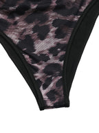 Leopard Print One Shoulder Long Sleeve Bodysuit