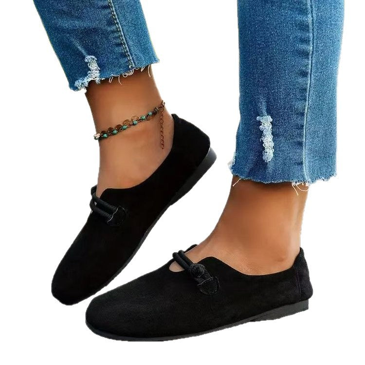 Women's Round Toe Suede Slip-On Flats