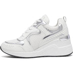 Cestfini Womens Size 9 White Lace Up Silver Accent Wedge Heel Sneaker Shoes