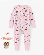 Custom Dogs Photo "Protected By" Bamboo Convertible Zippered Romper