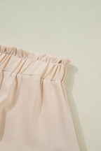 Navy Blue Plus Size Frilled Elastic Waist Lace Trim Boho Ruffled Shorts