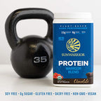Organic Sunwarrior - Warrior Blend, Plant Based, Raw Vegan Protein Powder with Peas & Hemp, Chocolate, 30 Servings, 26.4 Ounce