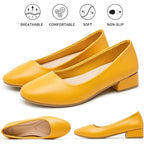 Hash Bubbie Womens Size 5 Yellow 1.5" Block Heel Closed Toe Slip On Shoes