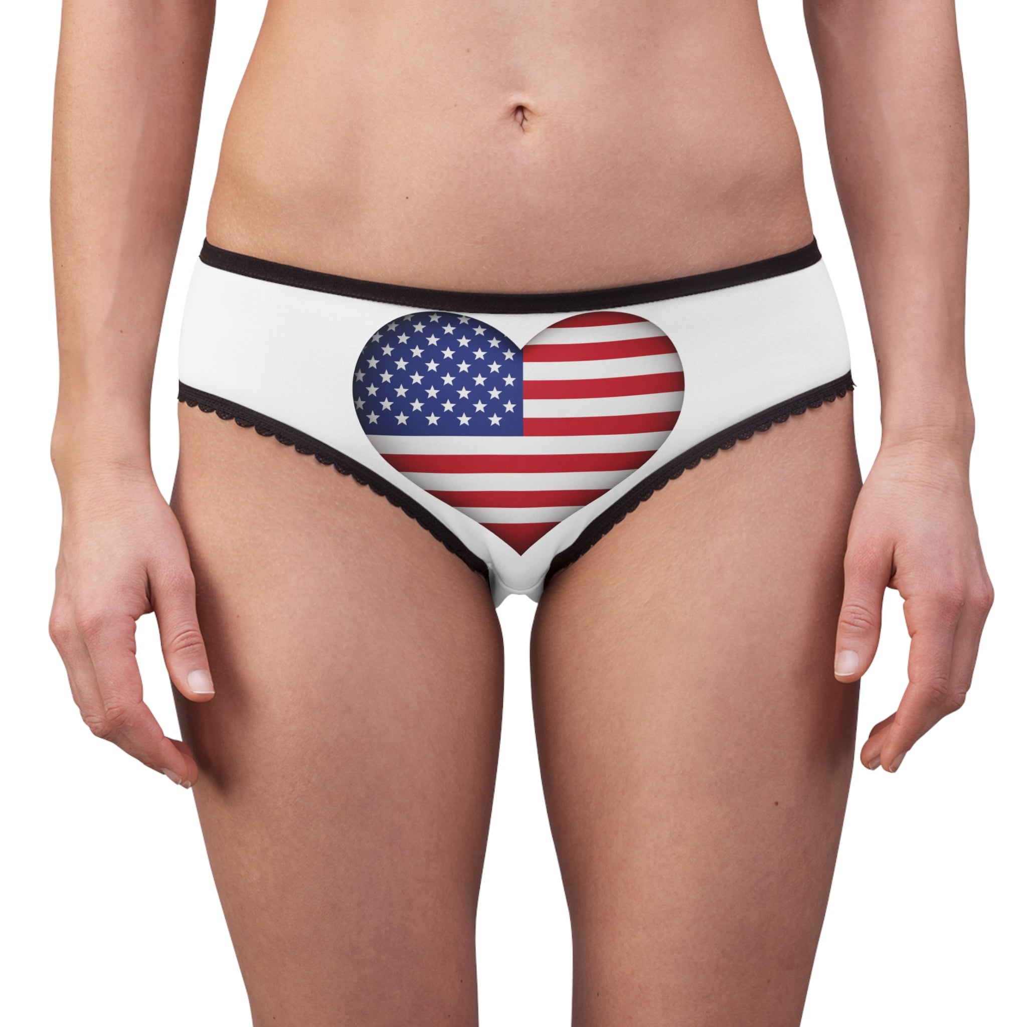 Patriotic American Flag Women's Briefs  Heart Flag Design
