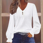 Plus Size Women's V-Neck Solid Top