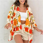 Women’s Printed Cardigan Top with Drop Shoulder Sleeves