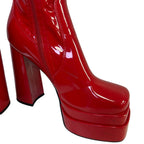 WetKiss Womens Size 6 Red 5.5" Platform Heels Knee High Gogo Boots Shoes