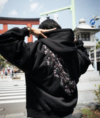 European And American Autumn And Winter Cherry Blossom Hooded Sweater Men And Women Street Hip Hop Retro