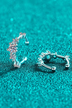 Moissanite Rhodium-Plated Cuff Earrings
