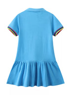 Children's Unicorn Embroidered Ruffled Polo Dress