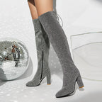 Plus-Size Over The Knee Long Boots for Women – Chunky Heel Nightclub Platform