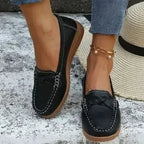 Wedge Heel Loafers - Woven PU Shoes | Femstylo