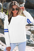 Coffee Varsity Striped Detail Drop Shoulder Oversized Sweatshirt