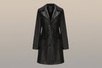 Women’s Long Leather Trench Coat – Fashion Outerwear