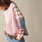 Women's Striped Long Sleeve Top Round Neck Pullover