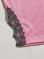 V-Neck Lace Trim Slit Cami and Pants Pajama Set