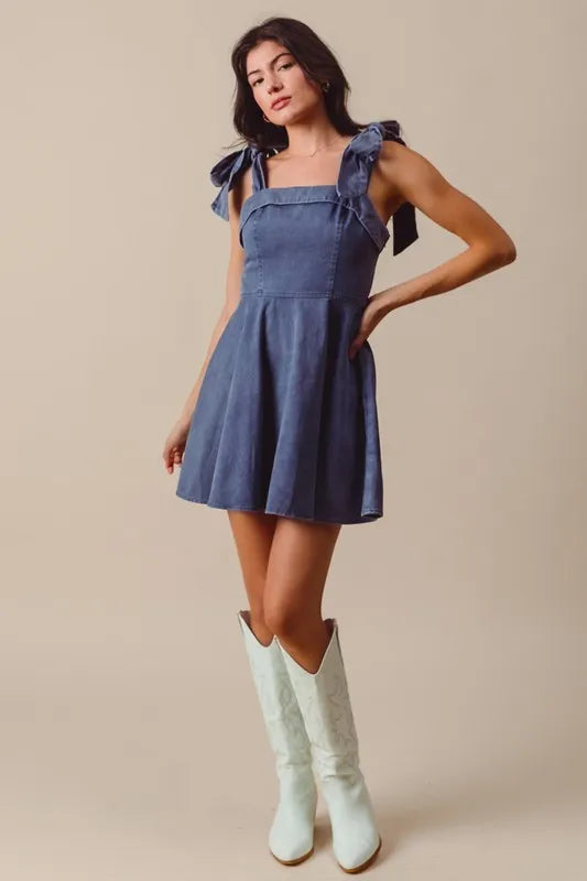 SO ME Fit and Flare Washed Gameday Dress