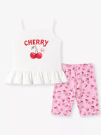 Children's Cherry Print Summer Outfit Set
