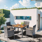 Five Piece Wicker Patio Dining Set with Cushions